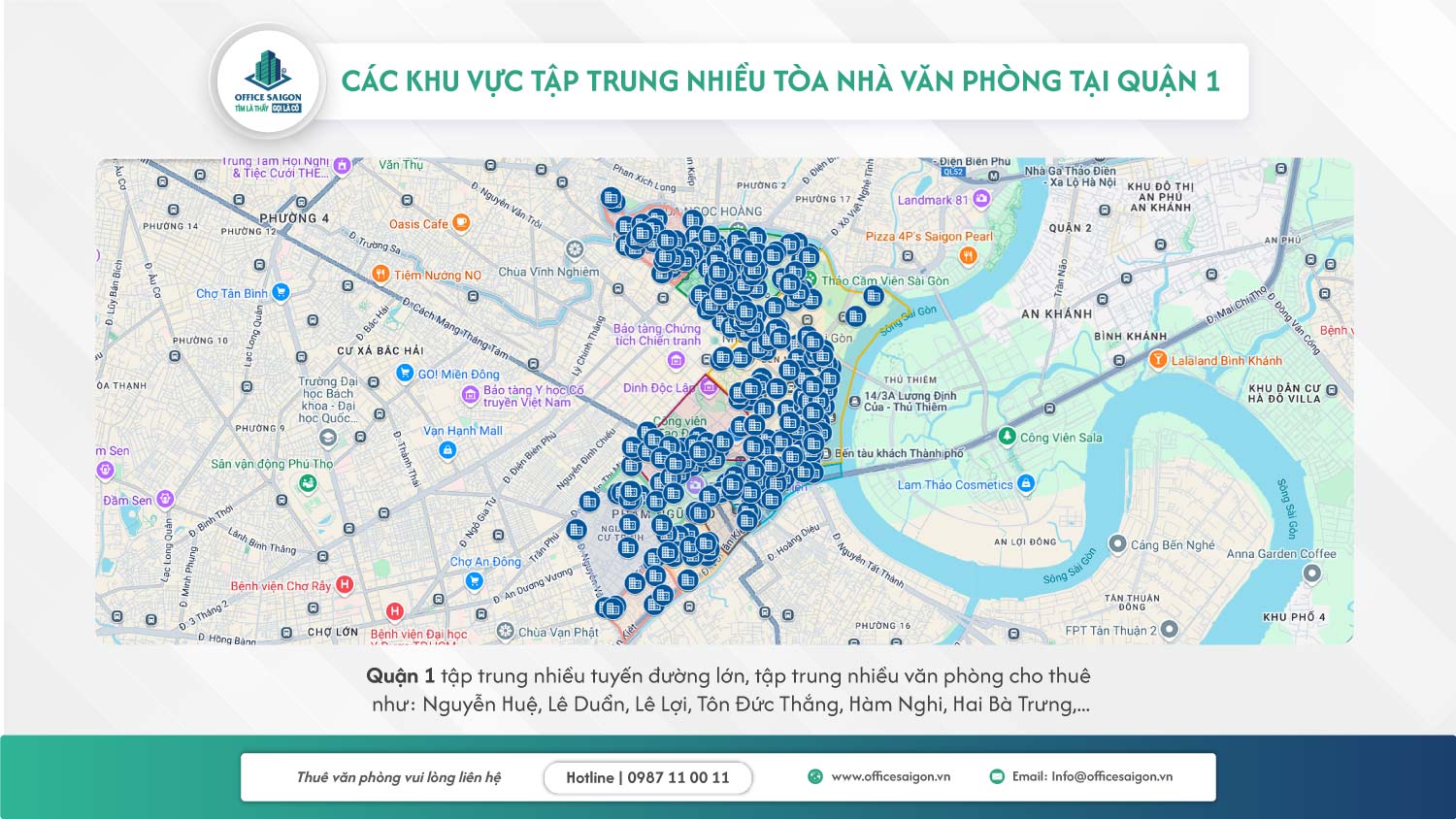 gia thue van phong quan 1 theo tuyen duong