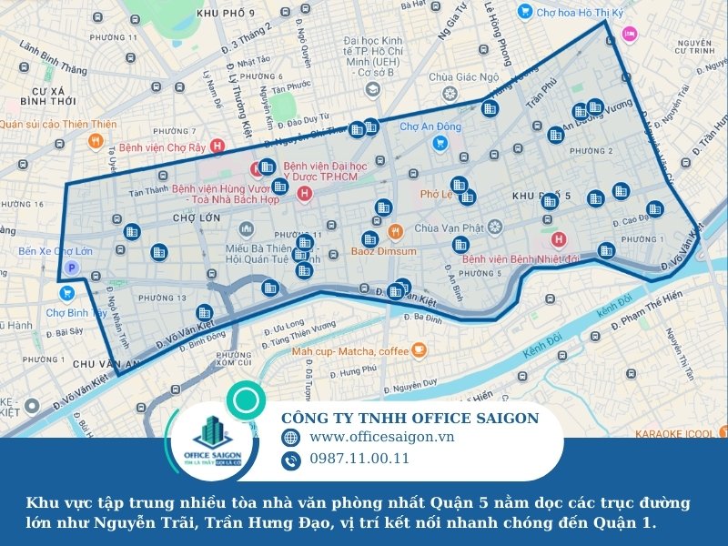 khu vực tập trung nhiều tòa nhà văn phòng tại quận 5