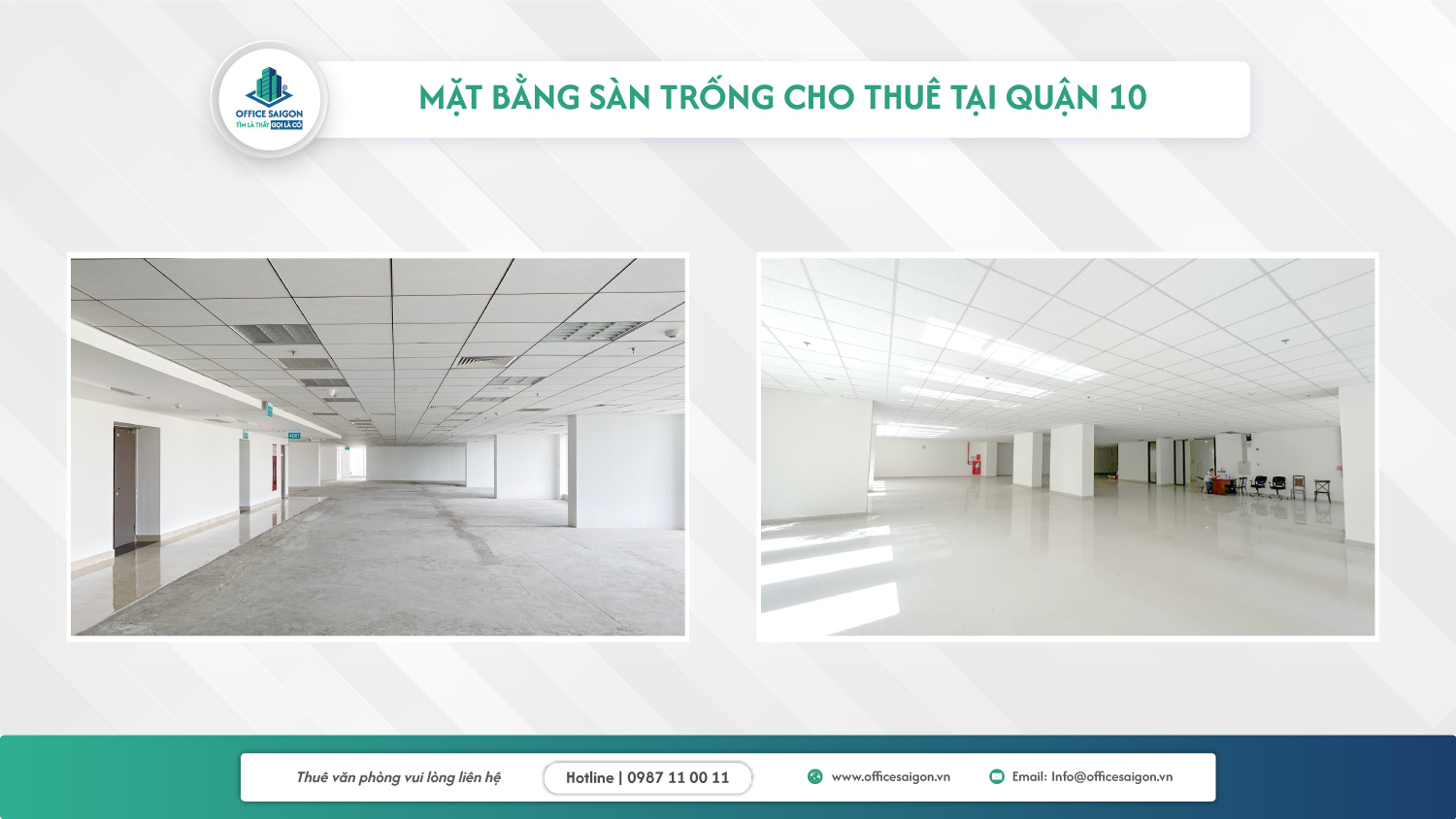 mặt bằng sàn trống văn phòng cho thuê tại quận 10