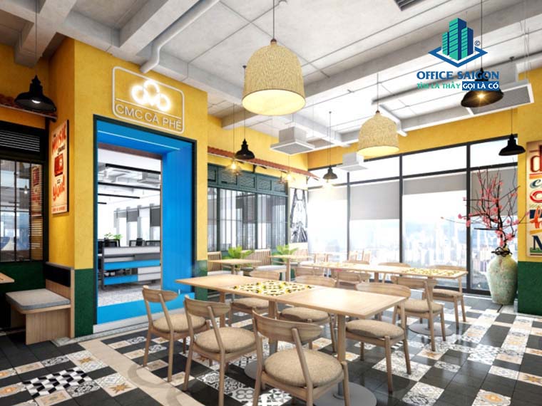 khu vuc pantry tai van phong tron goi cmc global toa nha cmc creative space