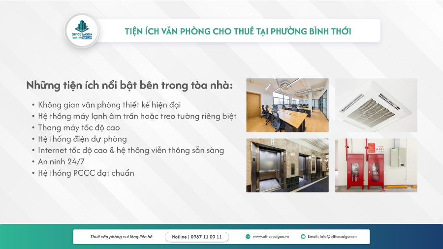 tiện ích bên trong tòa nhà văn phòng